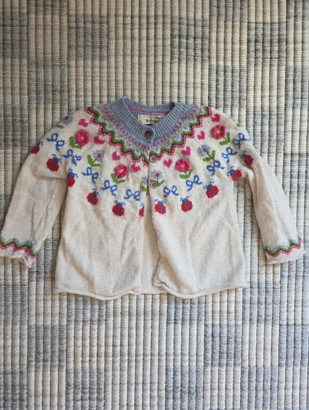 Mini Boden Baby Floral Fair Isle Edie Cardigan